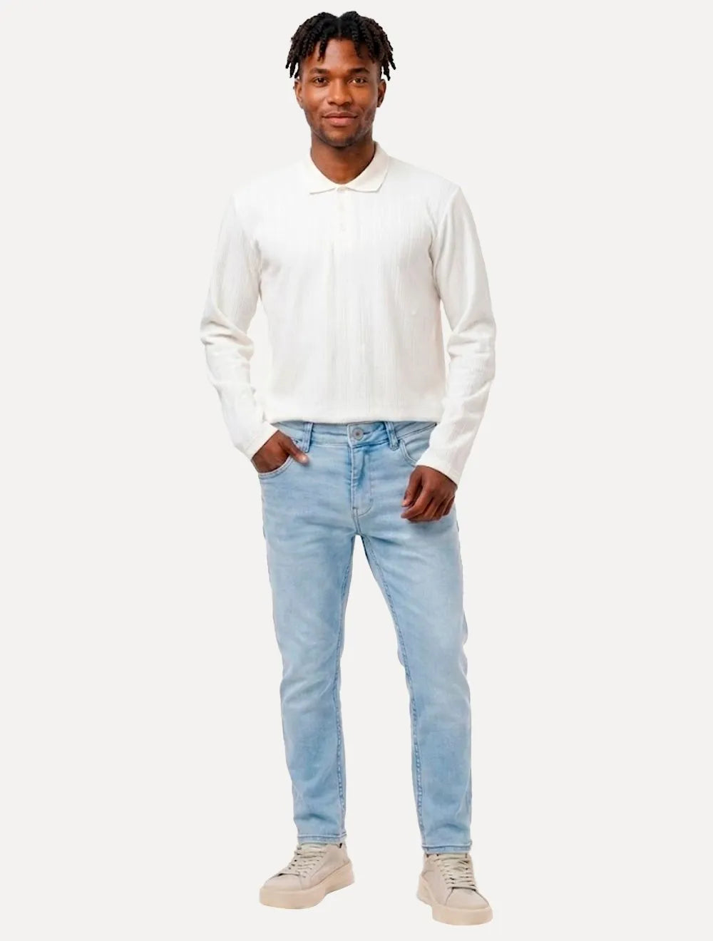 Calça King & Joe Jeans Masculina Flex Denim Dark Blue Skinny Azul Claro