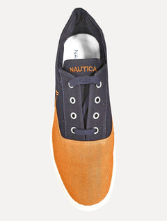 Tênis Nautica Masculino Sailboat Logo Fanton Lona Caqui Escuro/Azul Marinho