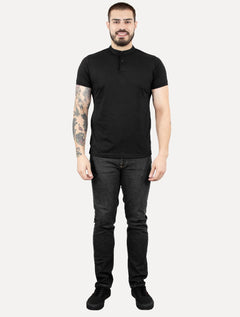 Polo Dixen Masculina Piquet Gola Padre Lisa Preta