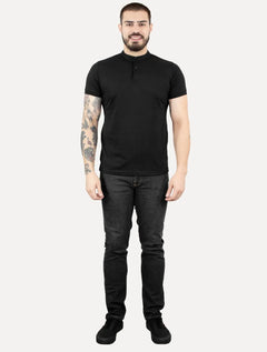 Polo Dixen Masculina Piquet Gola Padre Lisa Preta