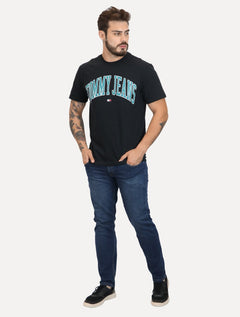 Camiseta Tommy Jeans Masculina Regular Varsity Arc Preta