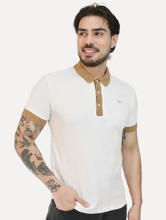 Polo Colcci Masculina Piquet Regular Texturizada Off White