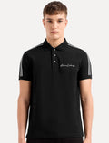 Polo Armani Exchange Masculina Regular Fit Logo Signature Preta