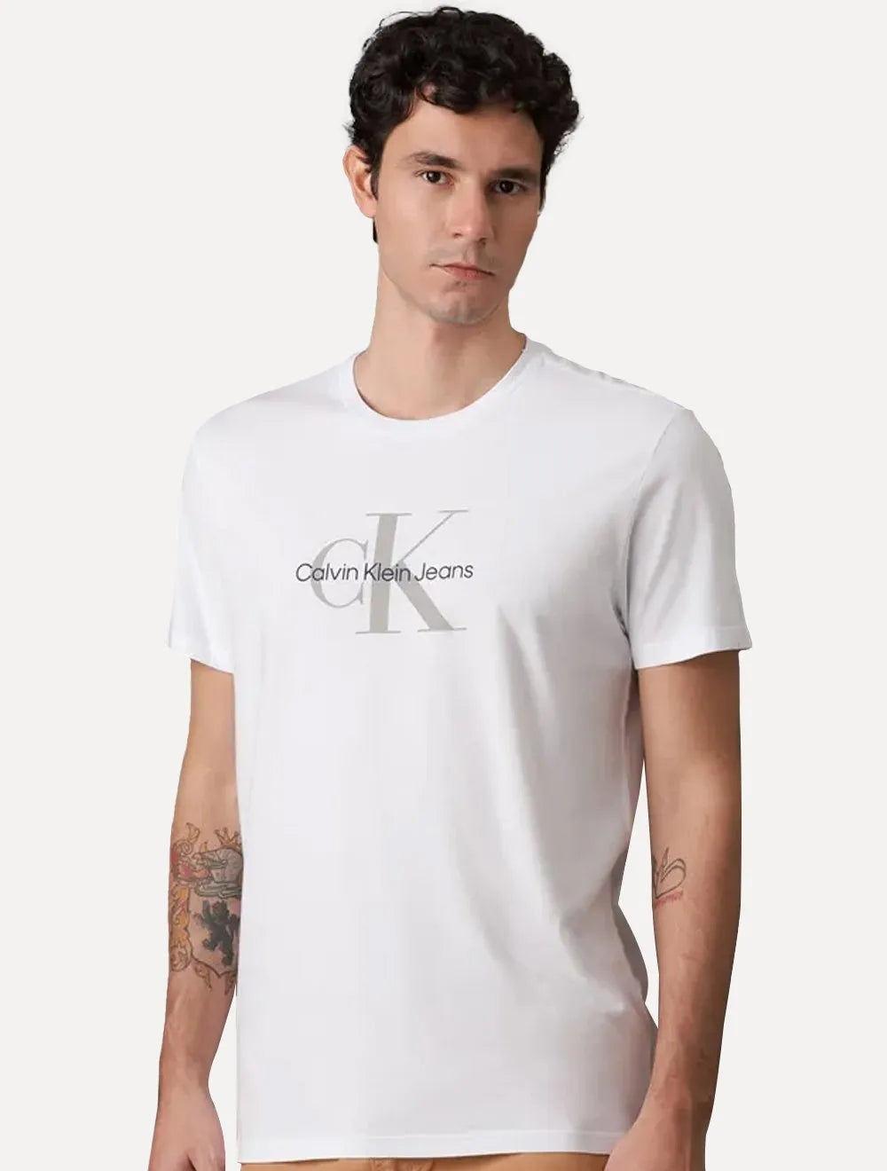 Camiseta Calvin Klein Jeans Masculina New Re Issue Frontal Logo Branca