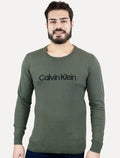 Suéter Calvin Klein Masculina Tricot Front Logo Verde Militar
