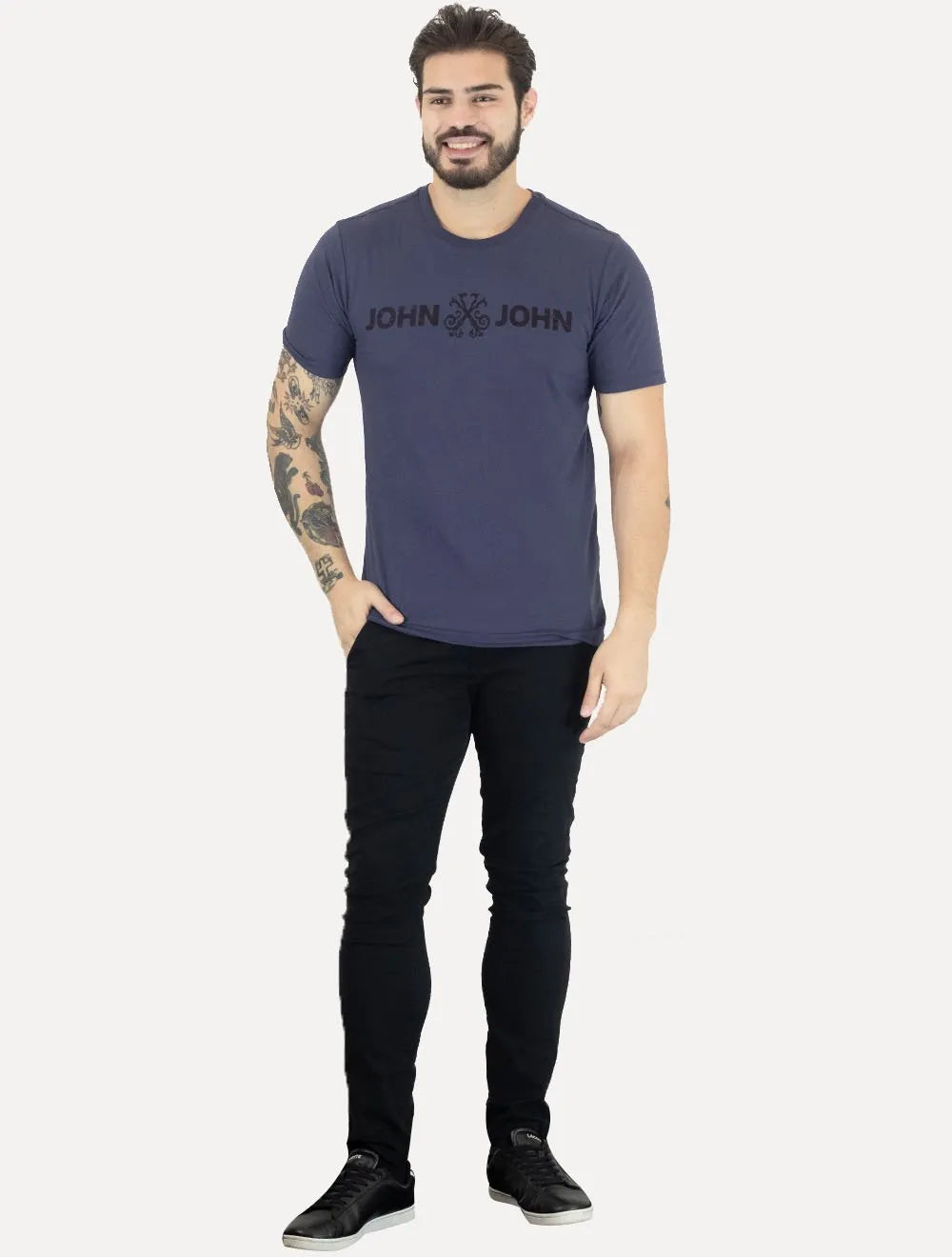 Camiseta John John Masculina JJ Basic Logo Rusty Azul Médio
