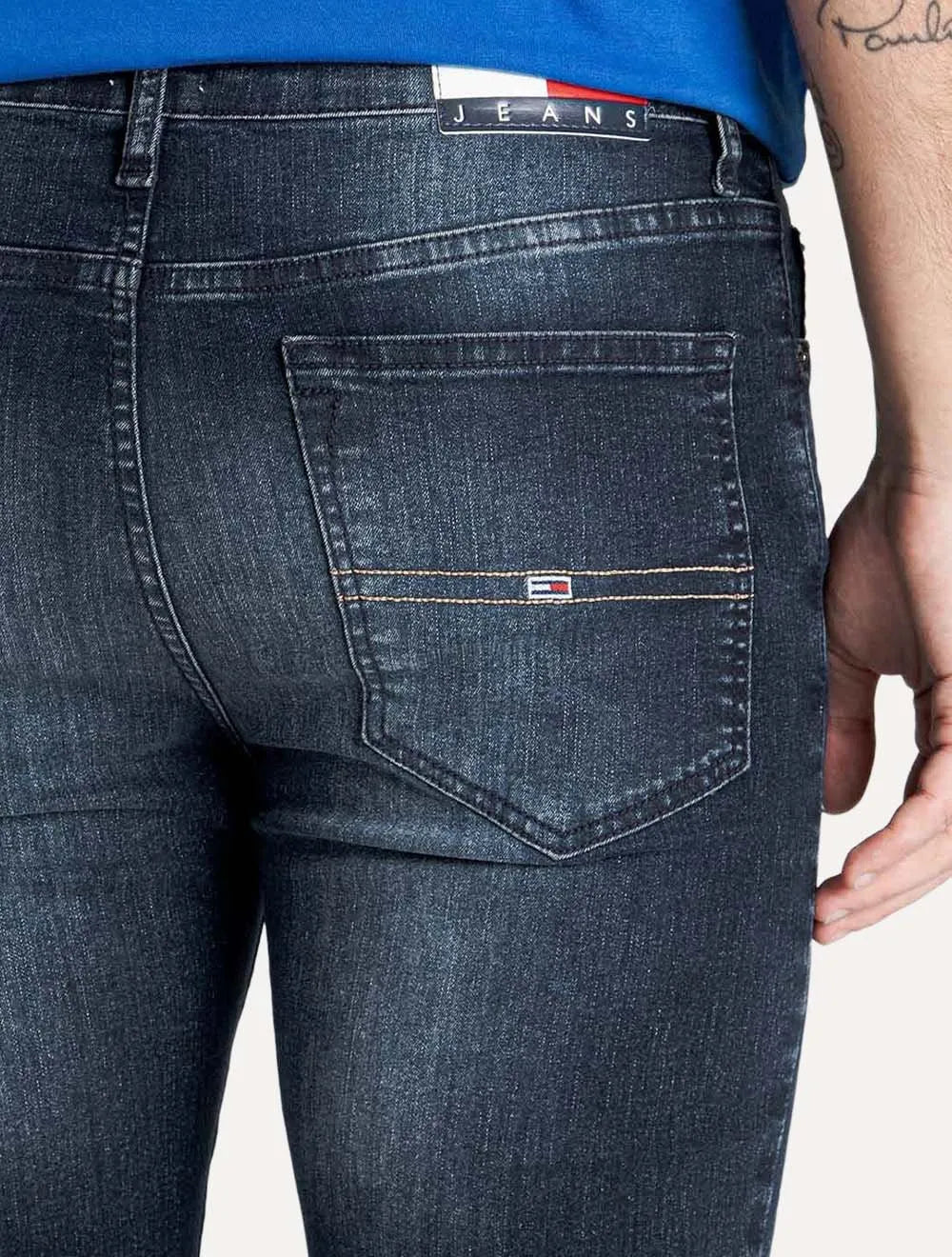 Calça Tommy Jeans Masculina Skinny Simon Flag Escura