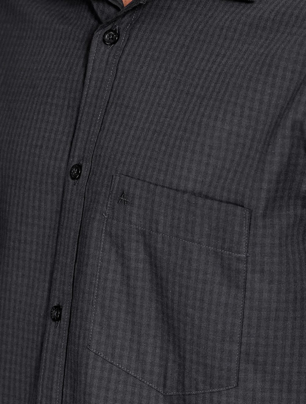 Camisa Aramis Masculina Manga Curta Regular Mini Xadrez Damero Chumbo/Preto