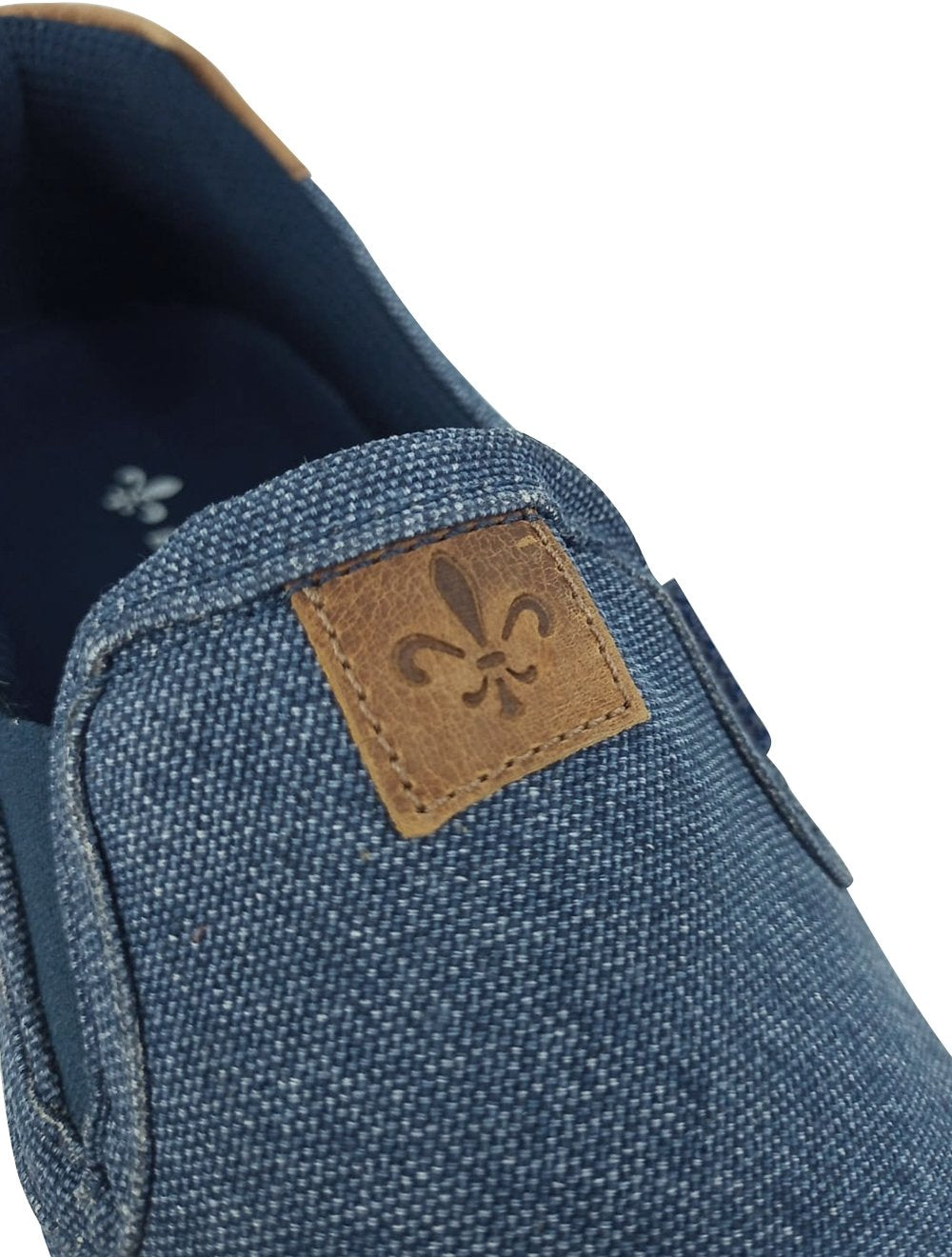 Tênis Dudalina Masculino Zara Slip On Lona Mistral Napa Logo Azul Jeans