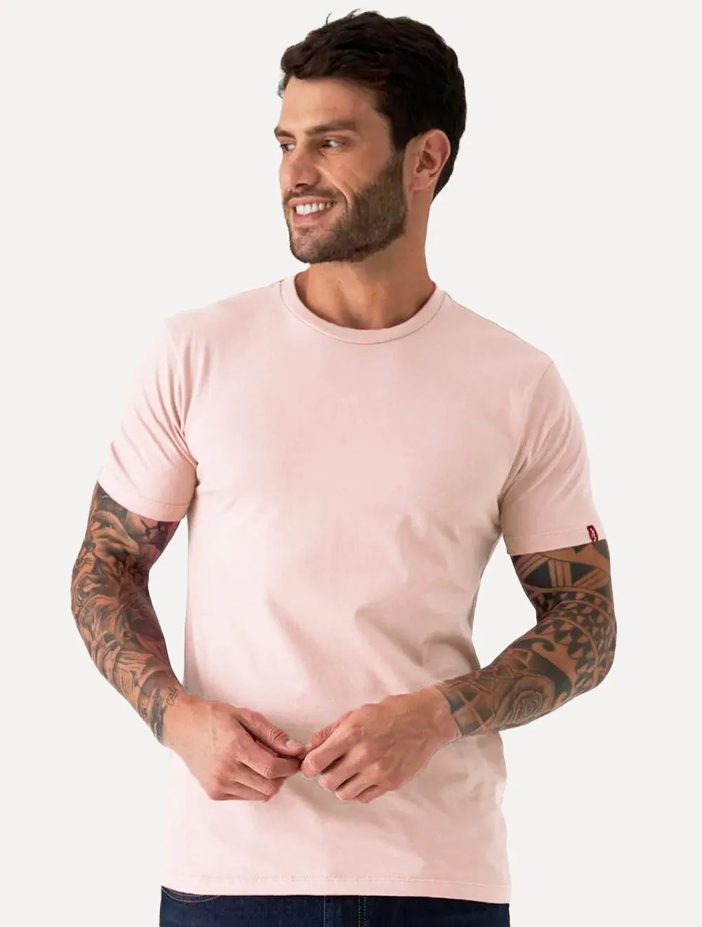 Camiseta Levis Masculina Slim Tab Sleeve Lisa Rosa Claro