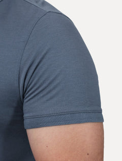 Polo Dudalina Masculina Malha Gola Binada Azul Escuro