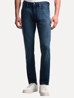 Calça Jeans Empório Armani Masculina J06 Slim Fit Stripe Azul Médio