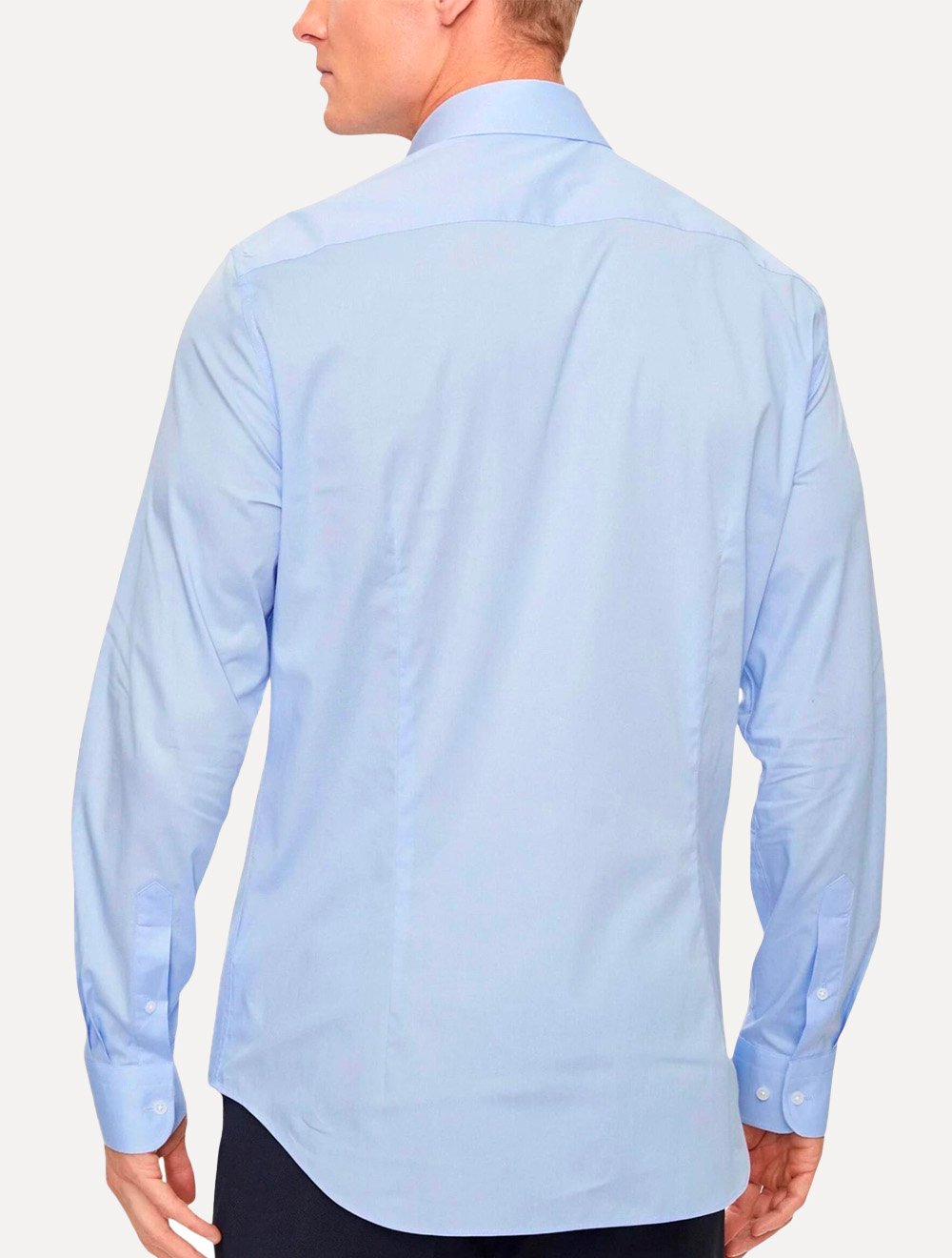 Camisa Tommy Hilfiger Masculina Slim Solid Contrast Azul Claro