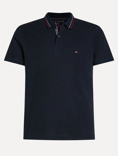 Polo Tommy Hilfiger Masculina Regular Placket Interest Azul Marinho