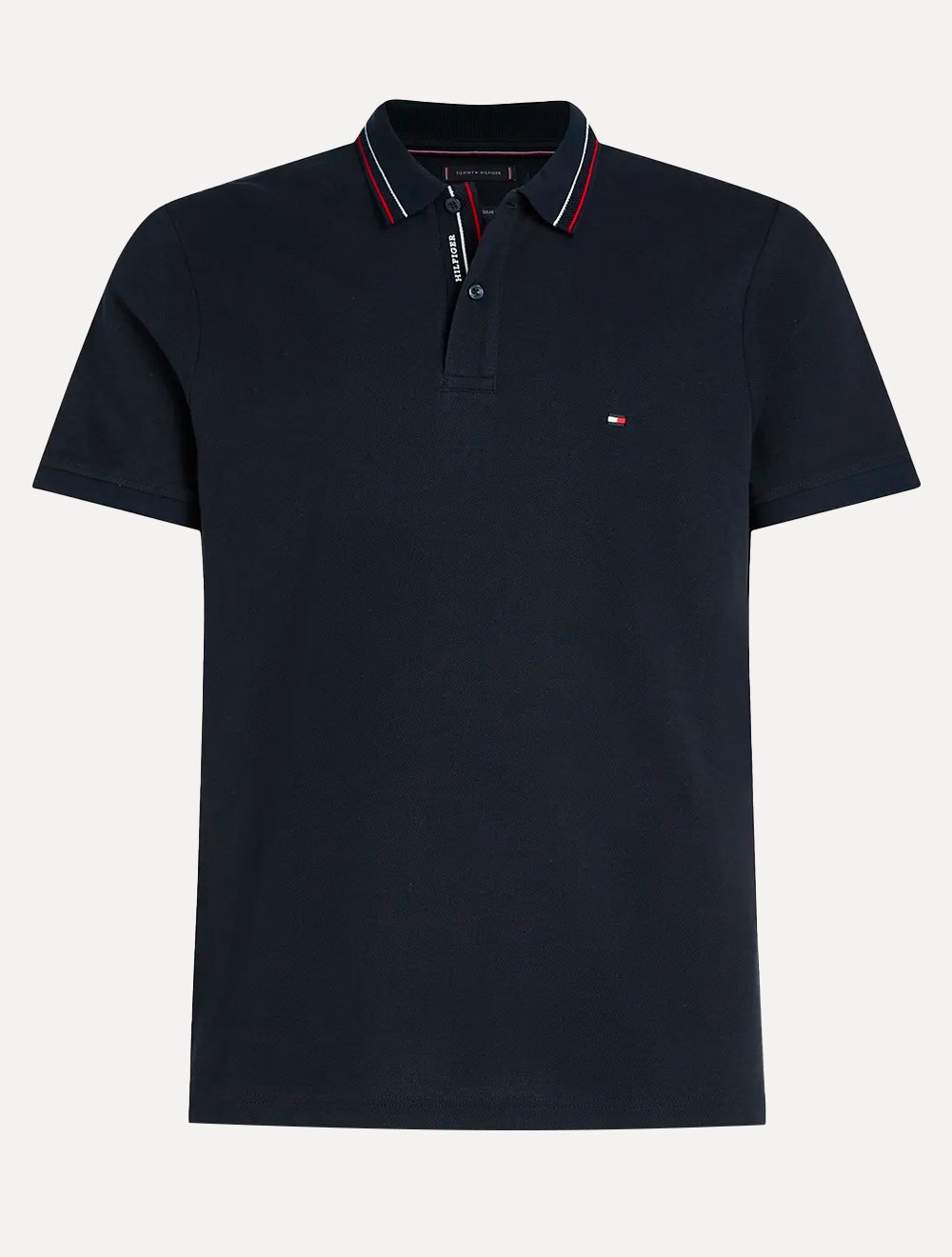 Polo Tommy Hilfiger Masculina Regular Placket Interest Azul Marinho