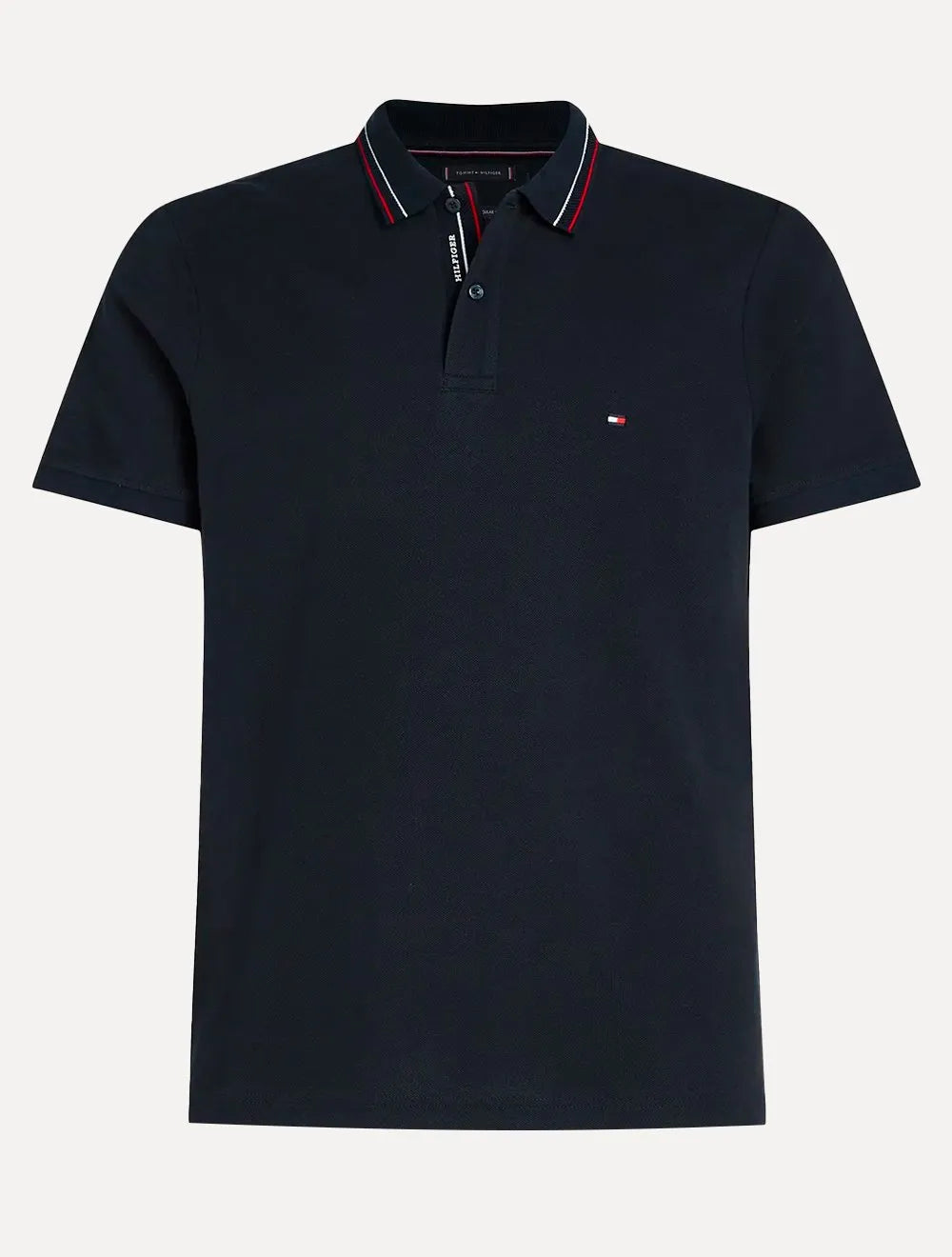 Polo Tommy Hilfiger Masculina Regular Placket Interest Azul Marinho