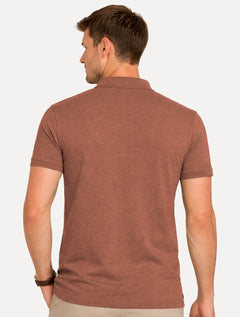 Polo Dudalina Masculina Piquet Basica Logo Bordado Marrom Médio