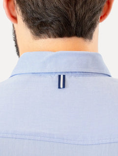 Camisa Original Penguin Masculina Manga Curta Regular Oxford Azul Claro Mescla
