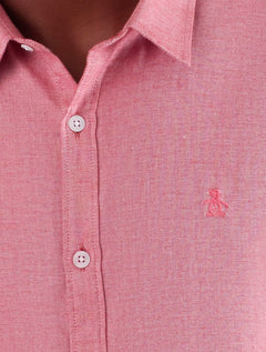 Camisa Original Penguin Masculina Manga Curta Regular Oxford Vermelho Mescla