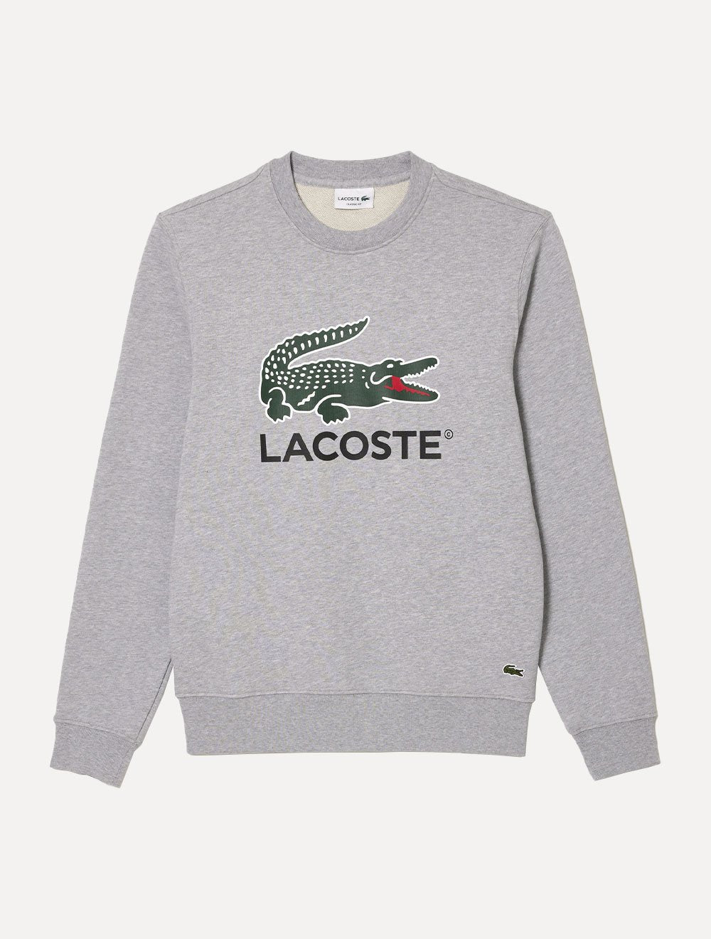Moletom Lacoste Masculino Crewneck Classic Fit Cotton Fleece Logo Cinza Mescla