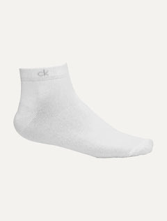 Meia Calvin Klein Cano Curto CK Branca Kit 3 Pares
