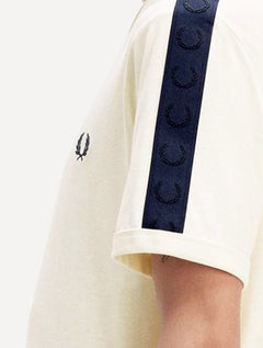 Camiseta Fred Perry Masculina Regular Navy Contrast Tape Ringer Caqui Claro