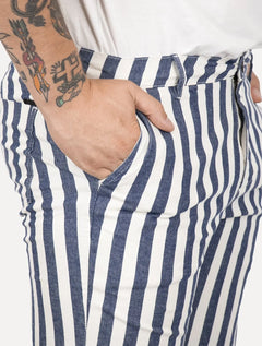 Bermuda Reserva Masculina Listrada Off-White/Azul Marinho