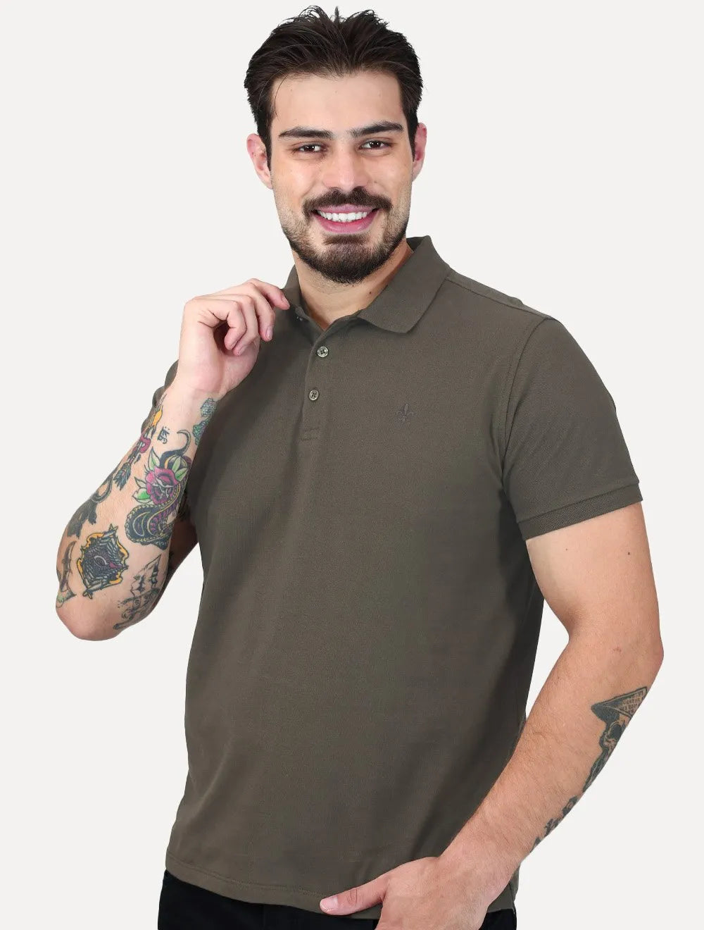 Polo Dudalina Piquet Essentials Cotton Basica Marrom Escuro