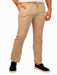 Calça Calvin Klein Jeans Masculina Linen Cáqui Mescla