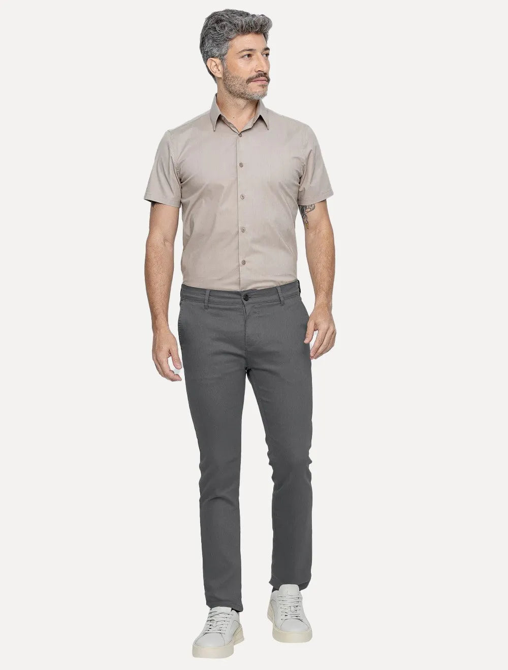Calça King & Joe Sarja Masculina Slim Chumbo