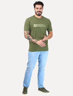 Camiseta King & Joe Masculina Premium Cotton Flex Block Stripe Verde