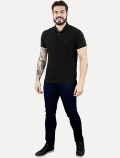 Polo Aramis Masculina Piquet Inner Detail Dark Preta