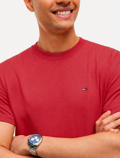 Camiseta Tommy Jeans Masculina Regular C-Neck Flag Vermelho Carmim