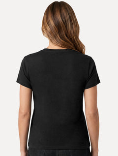 Camiseta Guess Feminina Silk Gold Logo Simple Preta