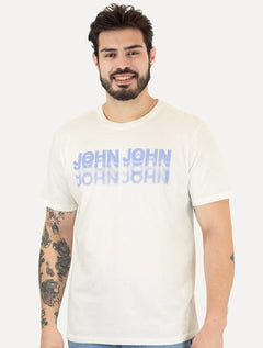 Camiseta John John Masculina Regular Logo Shadow Repeat Off-White