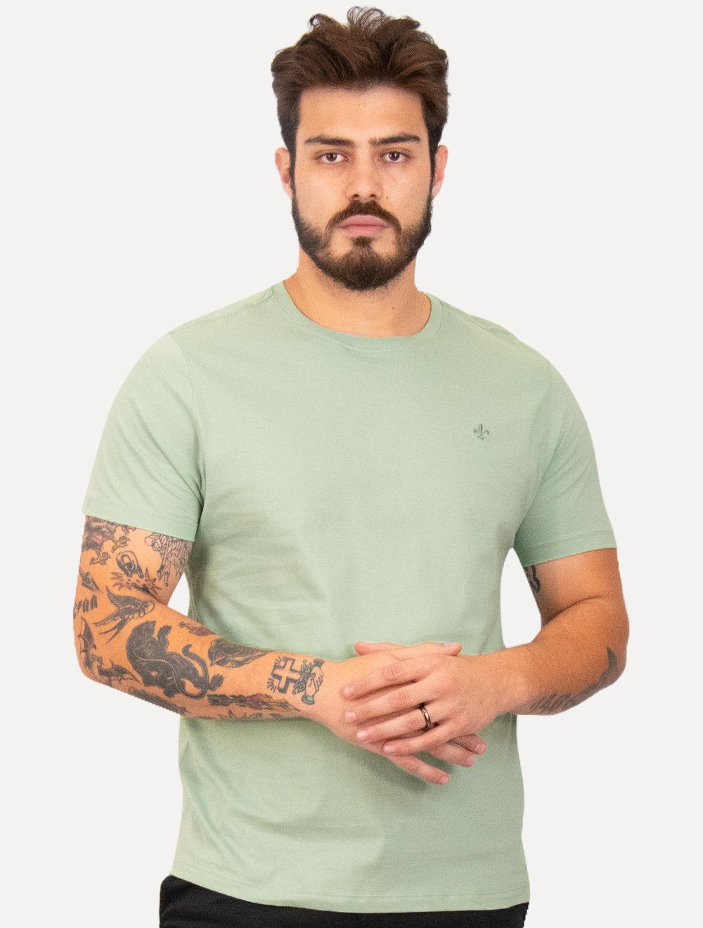 Camiseta Dudalina Masculina Essentials Moda Logo Verde Claro