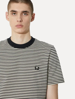 Camiseta Fred Perry Masculina Fine Stripe Heavy Weight Tee Preta/Caqui