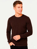 Camiseta Aramis Masculina Manga Longa Basica Mono Logo Marrom Café