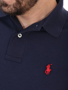 Polo Ralph Lauren Masculina Custom Fit Red Icon Azul Marinho