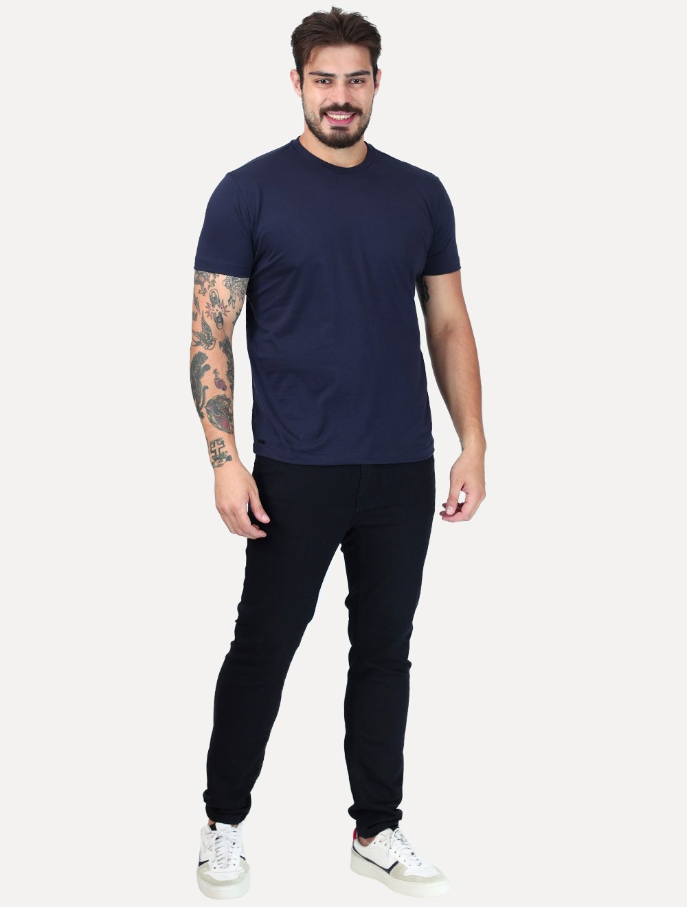 Camiseta K&J Black Masculina Slim Pima Cotton Premium Azul Marinho