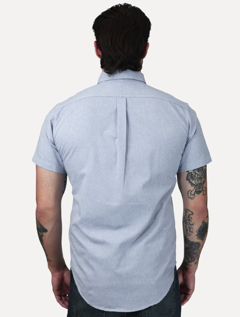 Camisa Ralph Lauren Masculina Manga Curta Linho Navy Icon Azul Mescla