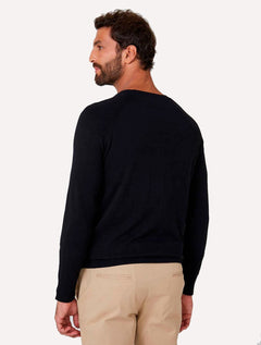 Blusa Dudalina Masculina Tricot Raglan Textura Preta