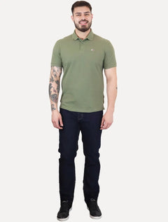 Polo Tommy Hilfiger Masculina Piquet Regular Placket Verde Militar