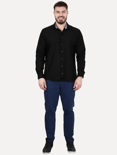 Camisa Dudalina Masculina Comfort Tricoline Lisa Preta