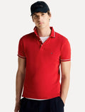 Polo Tommy Hilfiger Masculina Slim Malha Liquid Cotton Tipped Seasonal Vermelha