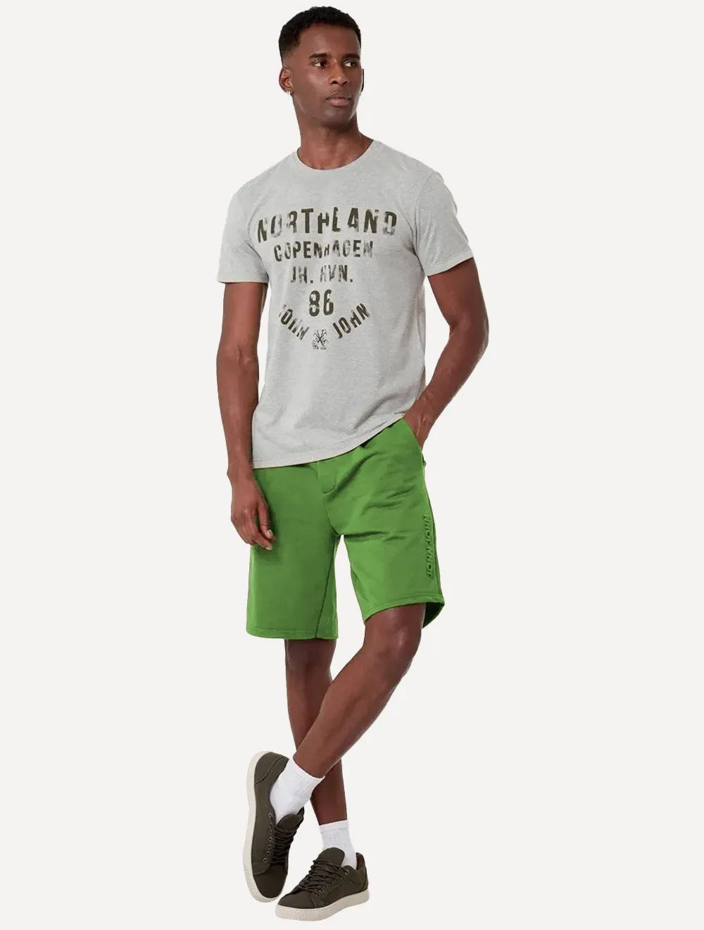 Bermuda John John Masculina Moletom Embossed Logo Verde