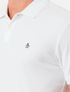 Polo Original Penguin Masculina Piquet Lisa Patch Branca