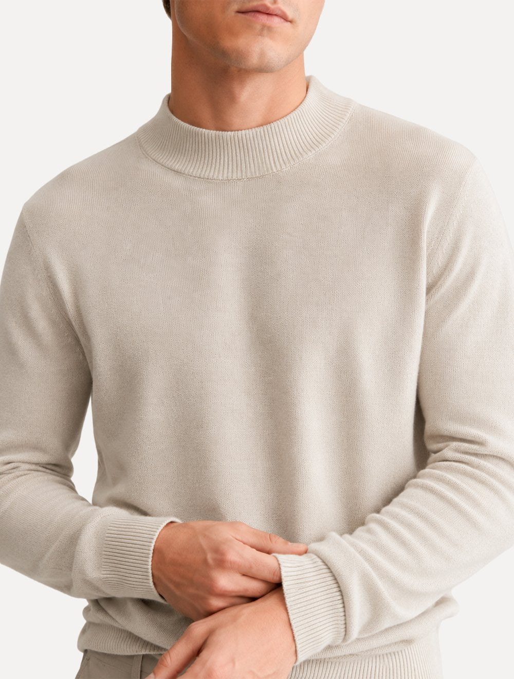 Suéter Dixen Masculino Tricot Basic Crewneck Cáqui Claro