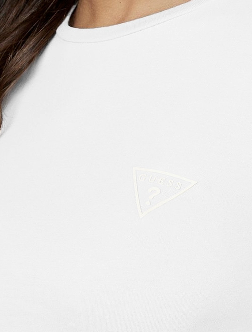 Camiseta Guess Feminina Chest Rubber Logo Off White