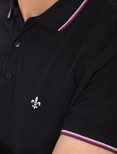 Polo Dudalina Masculina Gradient Collar Preta